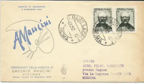 Mancini Nr. 703 Paar auf Umschlag FDC Venetia Club Venezia