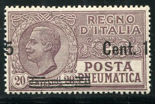 Luftpost Cent. 15 von 20 verschobenen Überdrucksorten