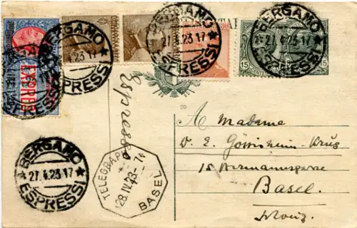 Espresso Lire 1,20 su Cent. 30 auf C.P. Cent. 15 Löwen weitergeleitet