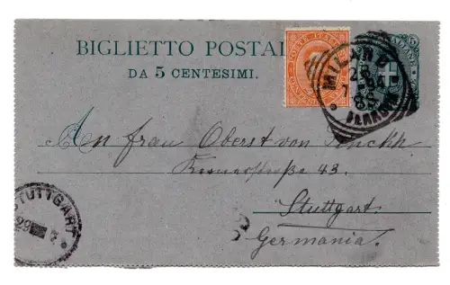 B.P. Cent. 5 Wappen Nr. B 3 ins Ausland gereist