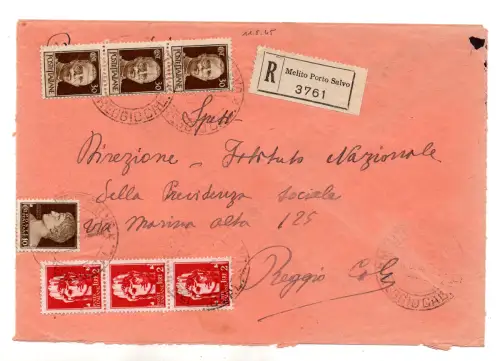 Cent. 30 Rom Dreierstreifen auf Umschlag