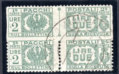 Postpakete Lire 2 Sorten Paar ungezähnt in der Mitte