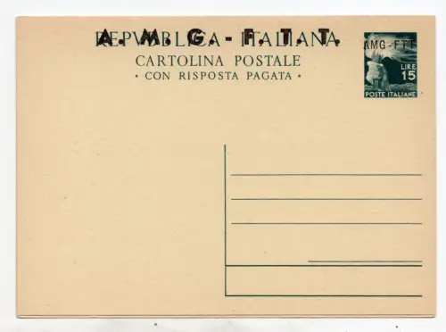 Triest A - C.P. Lire 15+15 Democratica n. C 11 großer Aufdruck