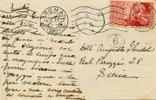 Unità d'Italia Cent. 10 auf Postkarte gezeichnet von P. Mastroianni