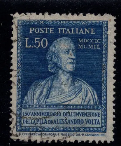 Volta Lire 50 Nr. 612 filigran NS gezackt 14,1/4