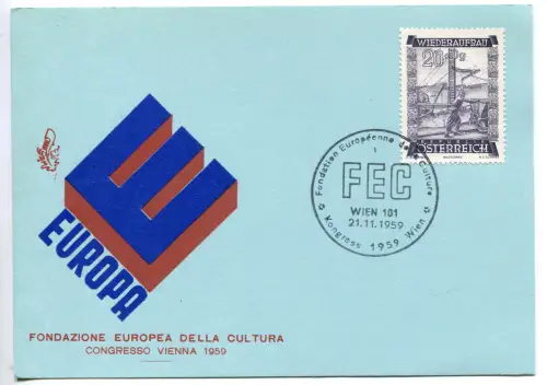 Venetia Club FDC - Österreich Europäische Kulturstiftung 1959