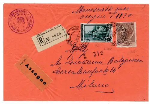 Arbeit Lire 65 filigran Sterne + Ergänzung auf Umschlag