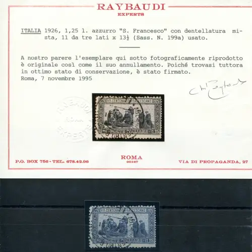 San Francesco Lire 1,25 Sorte 11 dreiseitig gezackt