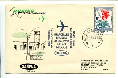 Erstflug Sabena Brüssel-Mailand am 31.5.60