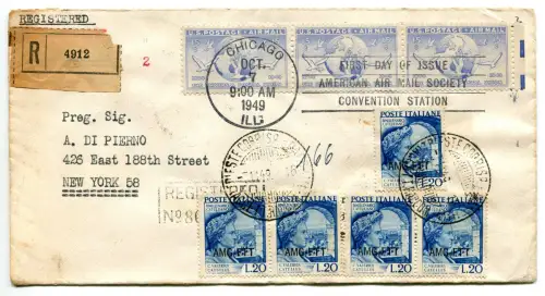 Triest A - Catull fünf Exemplare auf Racc. pro New York