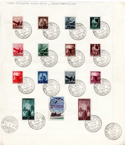 Democratica - Die Werte vom 1.10.45 abgesagt Philatelistische Ausstellung Mailand