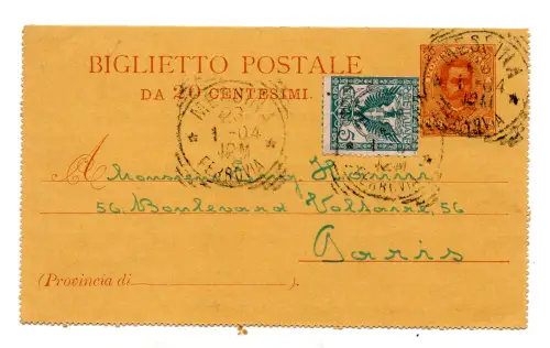 B.P. Cent. 20 Umberto I. n. B 2 gereist