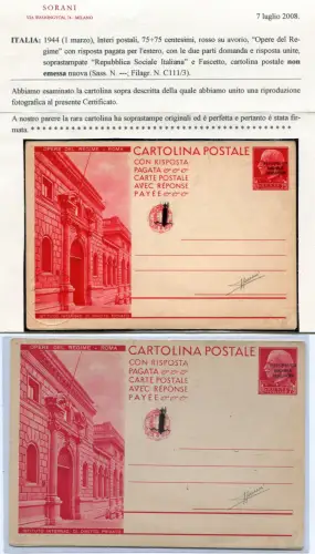 R.S.I. - C.P. Werke des Cent-Regimes. 75 + 75 - nicht ausgegeben Nr. C 111/3