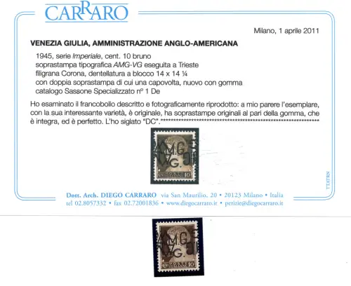 AMG.VG. - Cent. 10 Sorten Doppelaufdruck davon eine umgedreht