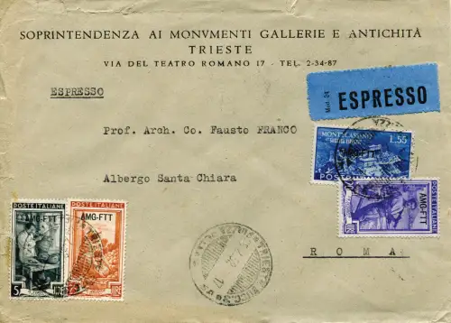 Trieste A Montecassino Lire 55 auf Espresso-Umschlag