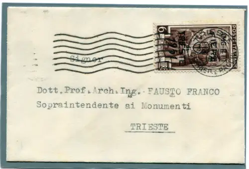 Trieste A Fiera di Trieste '51 isoliert auf offenem Beutel