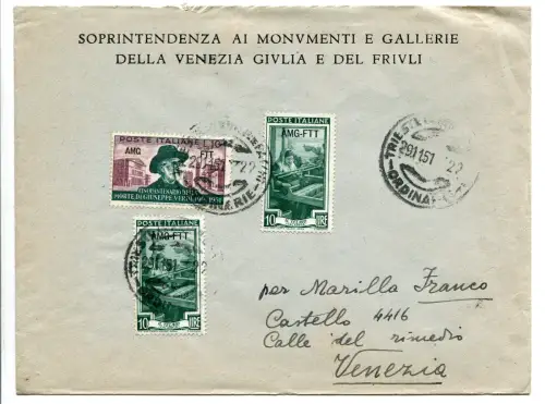 Triest A Verdi Lire 10 auf Umschlag