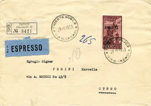 Triest A Lire 1.000 Kapitol isoliert auf Umschlag