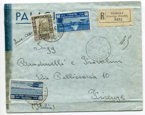 Libyen - VIII. Messe Lire 1,25 auf Luftumschlag