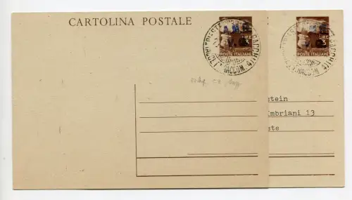 AMG. Sehr guter Zustand. - CP Lire 3 Democratica Nr. C 3 zwei gebrauchte Postkarten