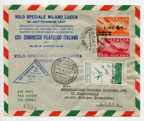 Sonderflug Mailand/Lucca vom 20.9.48 - Flugflugzeug mit Ann.