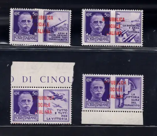 Kriegspropaganda Cent. 50 Aufdrucke in der Mitte 4 Werte - MH