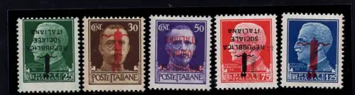 Fascetti Nr. 491d/495d Serie 5 Werte umgedrehter Aufdruck - MNH