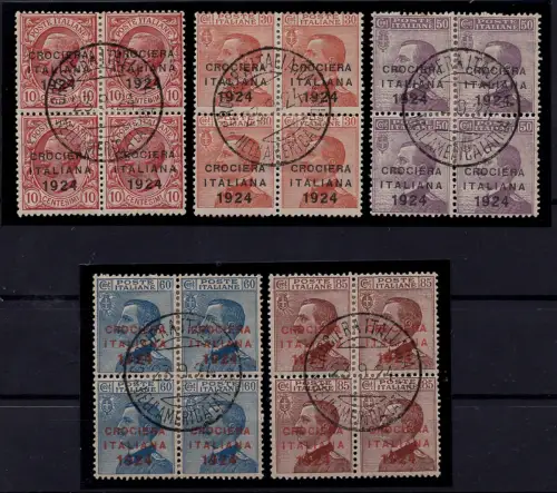 Italienische Kreuzfahrt 1924 Nr. 162/166 Viertel Originalstempel