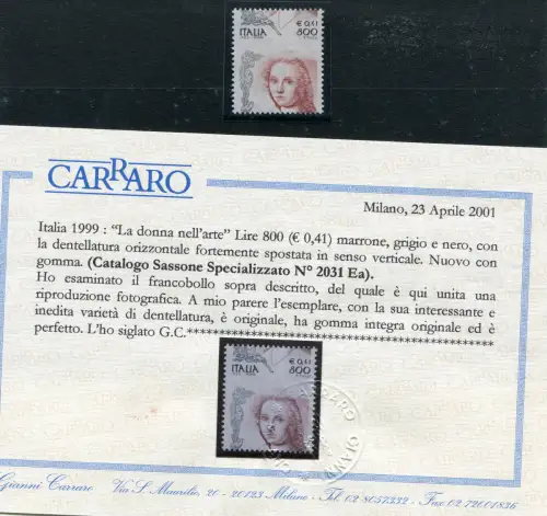 Frau in der Kunst 800 Lire / Euro 0,41 Sorte Verzahnung