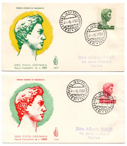 San Giorgio di Donatello Lire 500 und 1.000 auf zwei Umschlägen Venedig