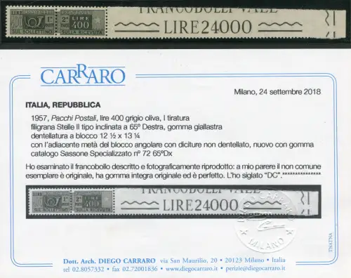 Postpakete Lire 400 Sterne II auf Position 65. DX