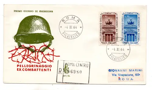 Italien FDC Venetia 1964 Ex Combattenti voyata Racc. für Italien
