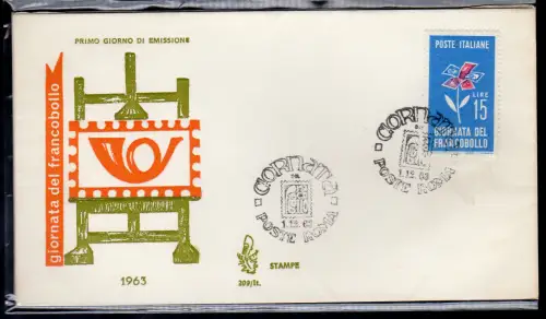 Italien FDC Venetia 1963 Tag der nicht gereisten Briefmarke