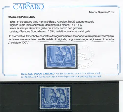 Beato Angelico Lire 25 Sorten ohne Gelbdruck