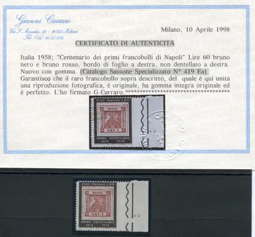 Centenario di Napoli Lire 60 Sorten ungezähnt rechts