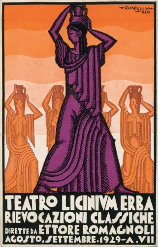 Musica Erba 1929 - Postkarte Teatro Licinium Zeichner U. Zimelli