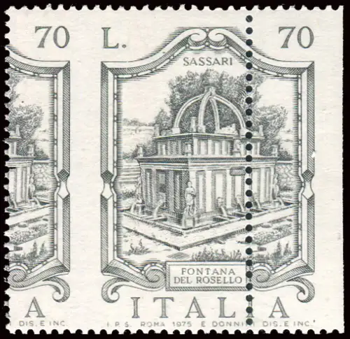 Brunnen Lire 70 Sassari Sorte nur Schwarzdruck