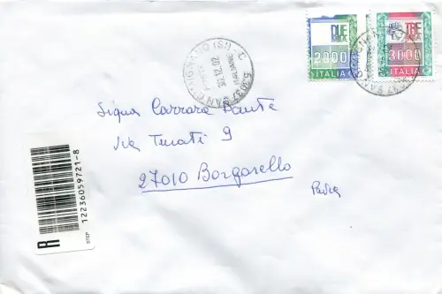 Hohe Werte Lire 2.000 Sorten auf Umschlag