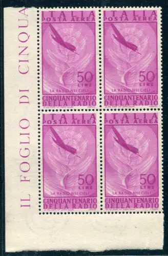 Luftpost Radio Lire 50 Viertel mit filigranen Buchstaben