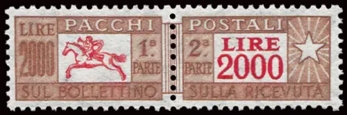 Postpakete Lire 2.000 Sterne II. in Position 25. DX