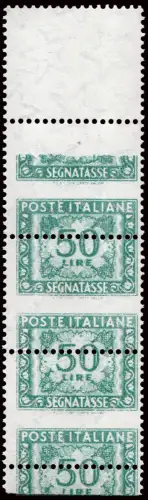 Steuermarken Lire 50 Streifen Sorte verschobene Verzahnung
