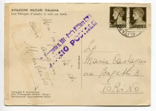 R. Flughafen 201 - Postkarte der R. Aeronautica