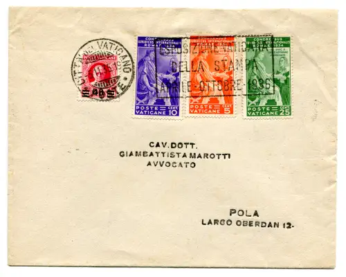 Vatikanische Ausstellung der Briefumschlagpresse für Pula