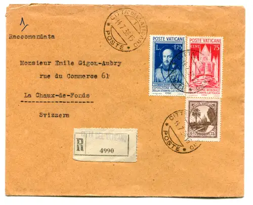 Katholischer Druck Cent. 75 + 1,25 Lire auf Auslandsumschlag