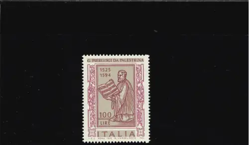 GIOVANNI DA PALESTRINA BREITESTE BRIEFMARKE MIT ZAHNSPRUNG UND LOCH