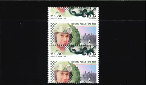 WOLKEN STARK VERSCHOBENE VERZAHNUNG BEI HALBER BRIEFMARKE VERTIKALES PAAR