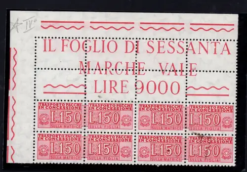 Eckblock Pakete in Konzession Lire 150