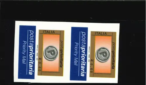 PRIORITÄT 0,60 NACHBAR ETIKETT UNGEZÄHNT UND UNGESTANZT IM VERTIKALEN PAAR