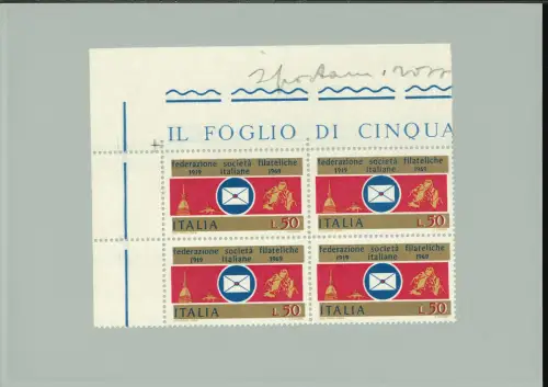 FILATELISTISCHE GESELLSCHAFT 50 L. GOLD VERSCHOBEN VIERTEL