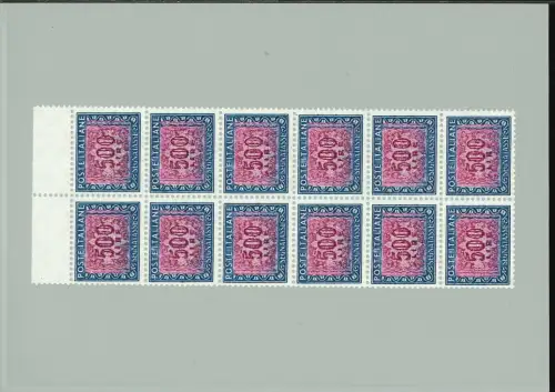 SEGNATASSE 500 L. SEHR GEKNESTETER ROTDRUCK, 12ER BLOCK